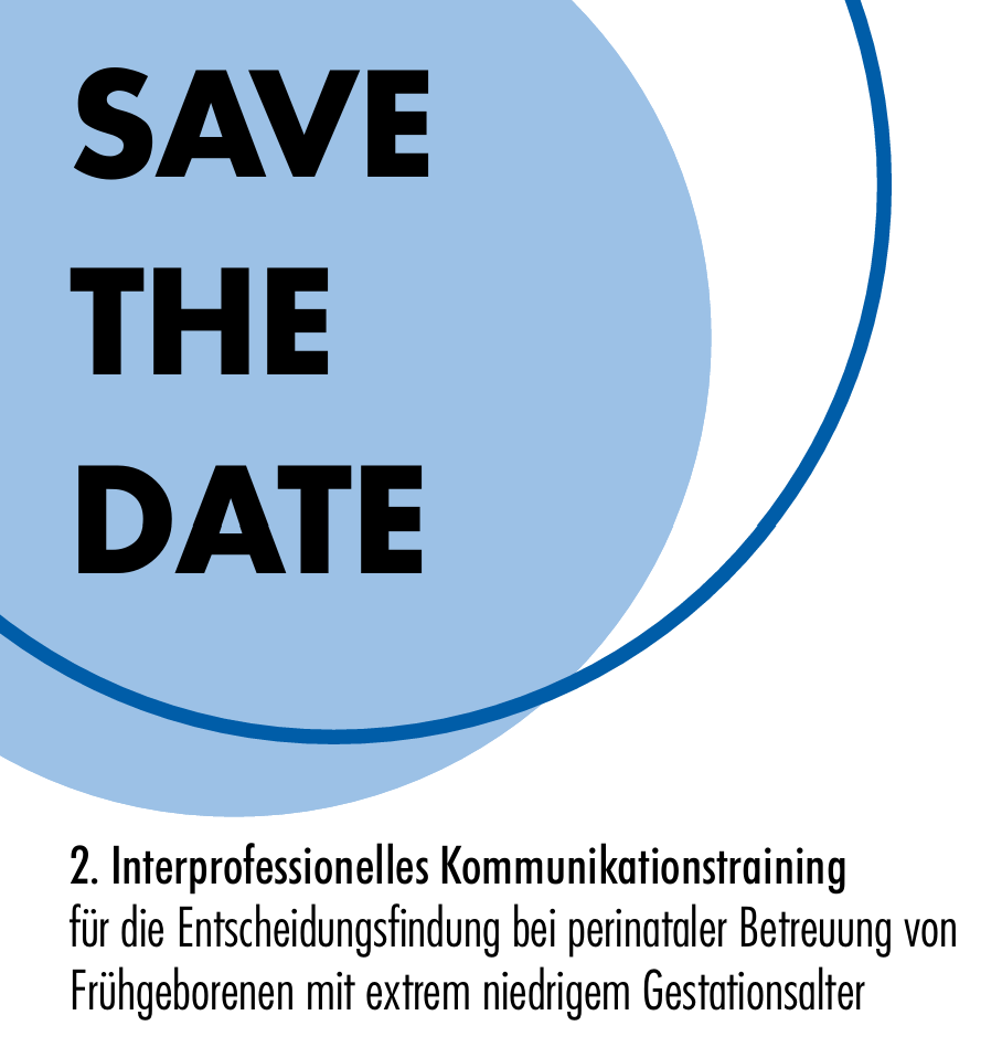 <p>2. Interprofessionelles Kommunikationstraining<br />
f&uuml;r die Entscheidungsfindung bei perinataler Betreuung von<br />
Fr&uuml;hgeborenen mit extrem niedrigem Gestationsalter - vom Fr&uuml;hchen Schweiz</p>
